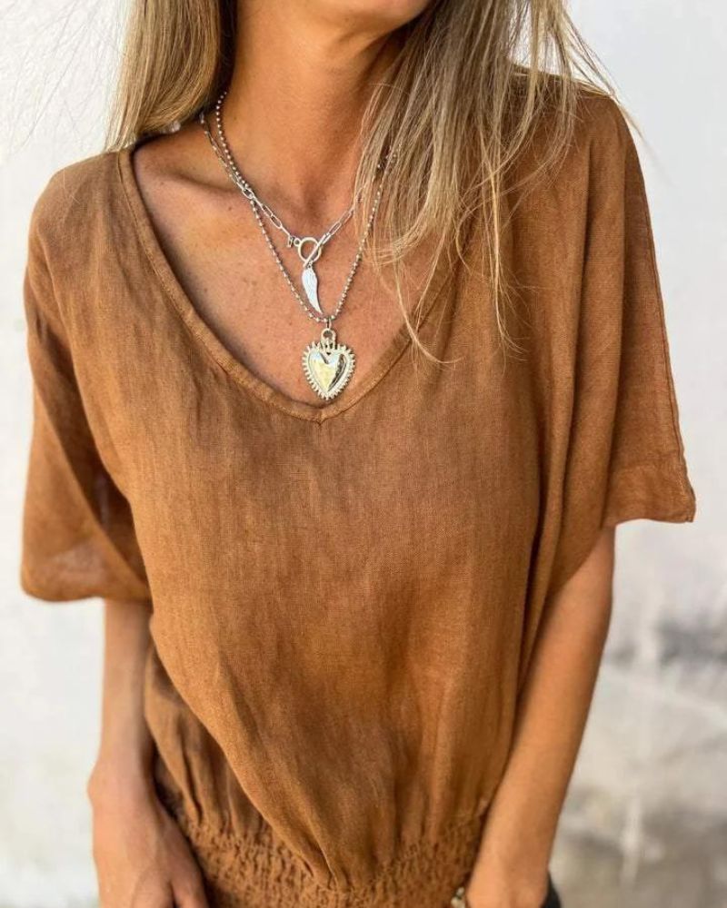 Muse - Camiseta bohemia con cuello en V