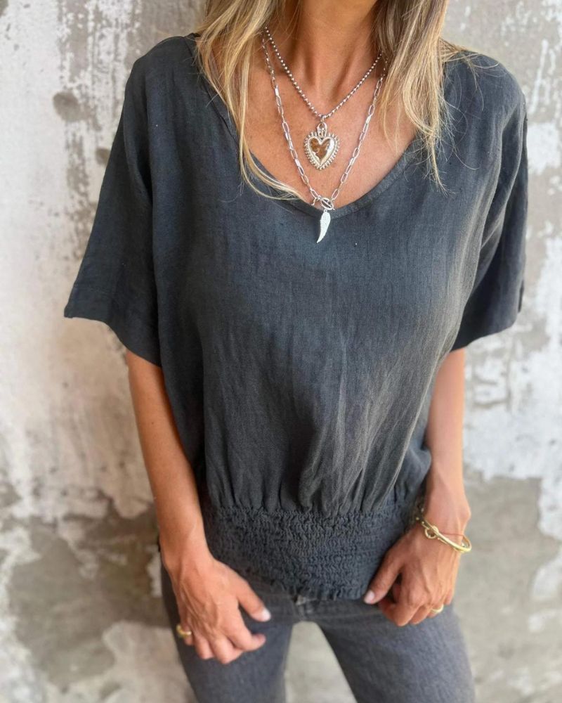 Muse - Camiseta bohemia con cuello en V